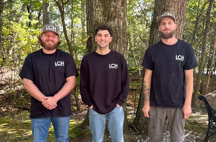 LCH owners Calvin Higginbottom, Jacob Cunningham, and Brad Lyman in LCH shirts